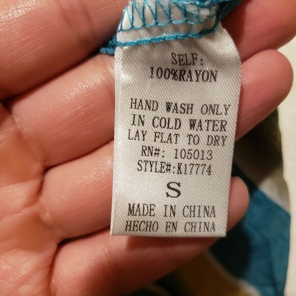 Savanna Jane Size Small Serape Stripe Embroidered Bell Sleeve Boho Tunic Blouse - Picture 9 of 9